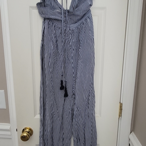 Navy blue / white pinstripe jumpsuit - Picture 2 of 4